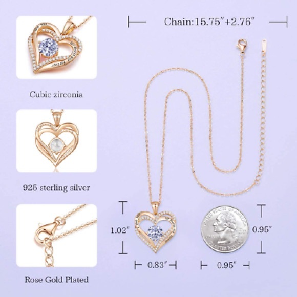 Forever Love Heart Women Necklace BRAND NEW - Picture 2 of 2